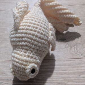 Handmade Cream Crochet Fish Plush